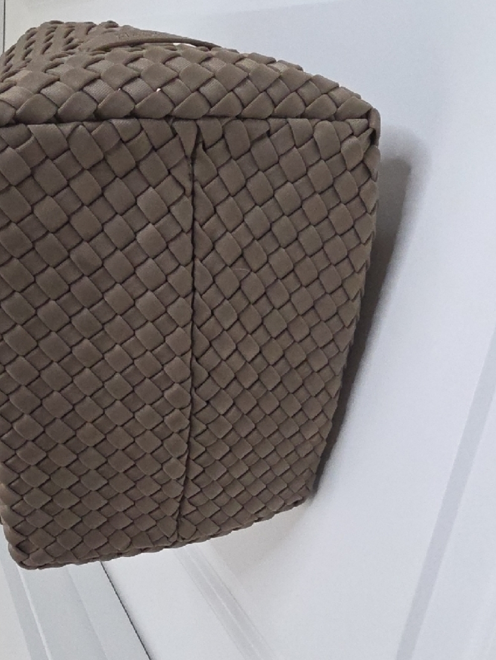 Naghedi Woven Taupe Shoulder Bag with Top Handles - Picture 5 of 7